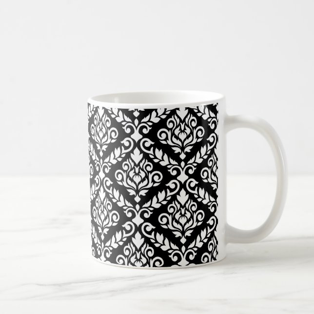 Mug Modèle Prima Damask blanc sur noir (Droite)