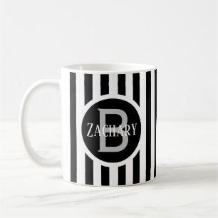Mug Modèle rayé blanc C00 Nom long initial