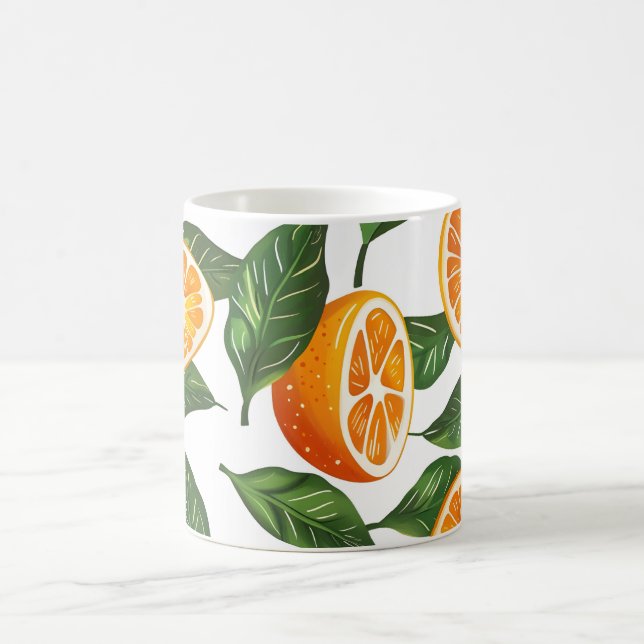 Mug Modèle sans couture de fruit botanique orange citr (Centre)