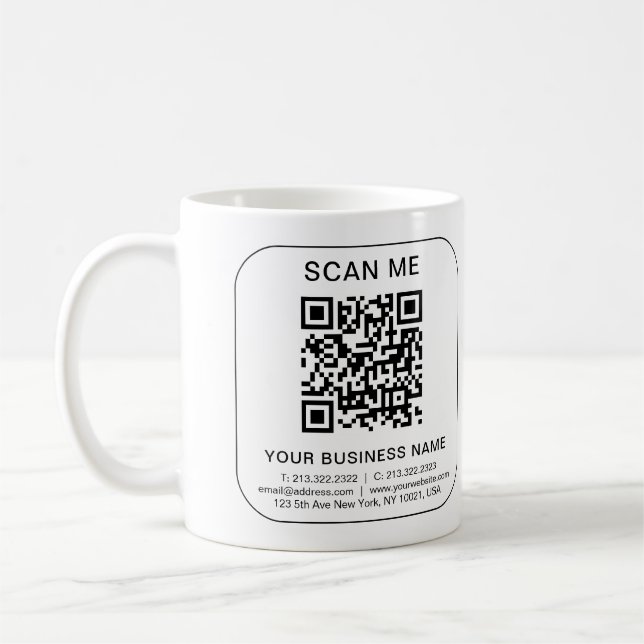 Mug Modèle simple blanc de code QR d'entreprise (Gauche)