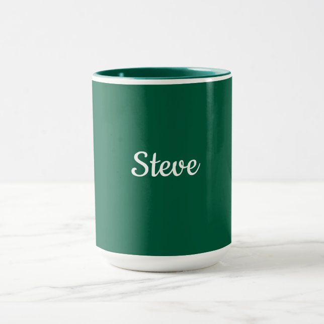 Mug Modèle vert foncé, texte blanc, (Centre)