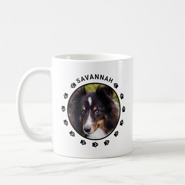 Mug Modèles photo personnalisés avec pattes et texte (Gauche)
