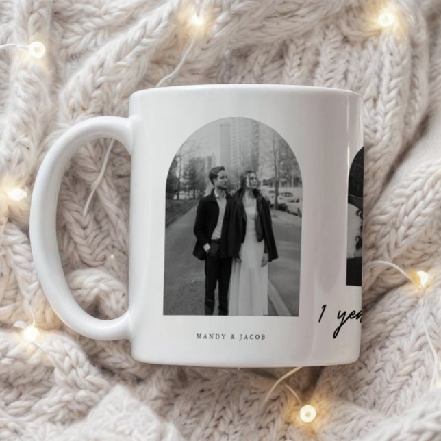 Mug Modern 1st Anniversary Couple 3-Photo Arch (Créateur téléchargé)