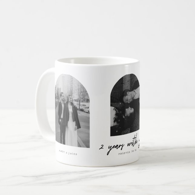 Mug Modern 2 Year Anniversary Couple Photo Arch (Devant gauche)