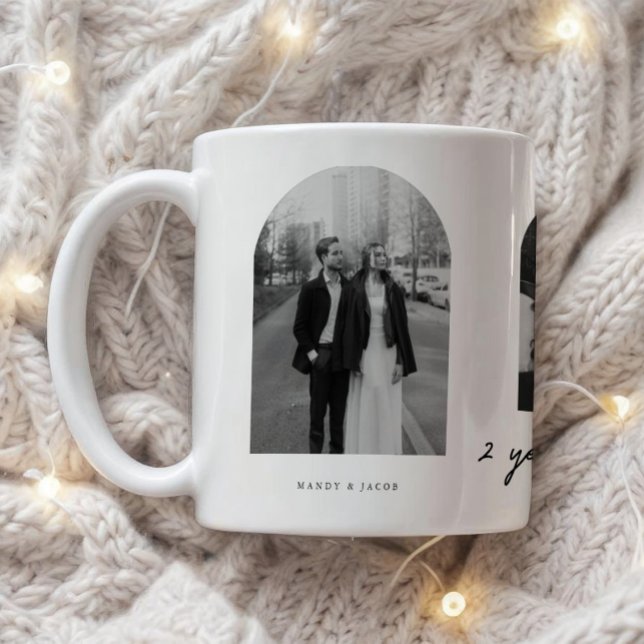 Mug Modern 2 Year Anniversary Couple Photo Arch (Créateur téléchargé)
