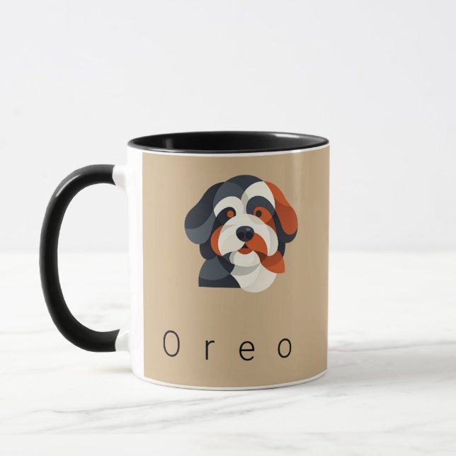 Mug Modern Abstract Bernedoodle Portrait - Geometric T (Gauche)