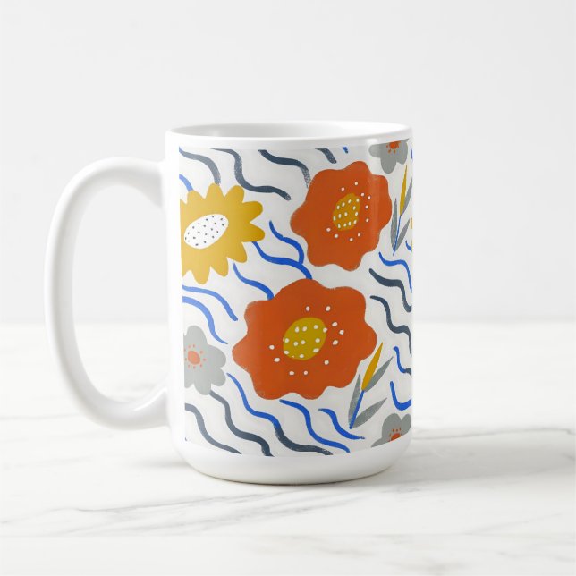 Mug Modern Abstract Flowers Vibrant Wavy (Gauche)