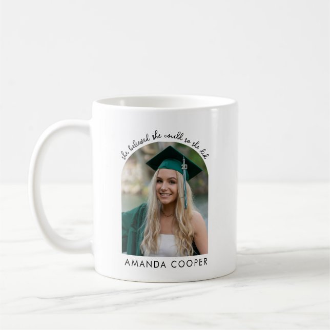 Mug Modern Arched Frame Custom Graduation Photo (Gauche)