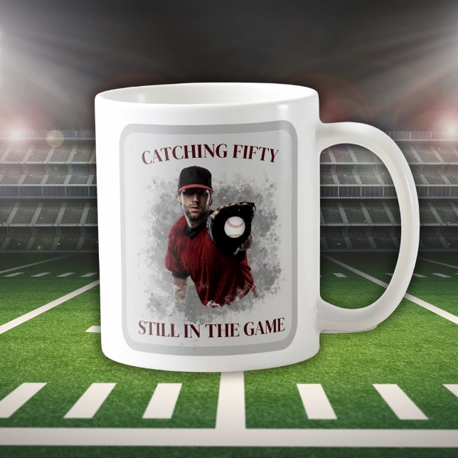 Mug Modern Baseball Catching Fifty Homme 50e Anniversa (Créateur téléchargé)