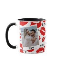 Modern Be My Valentines Lips Couple Photo Initial