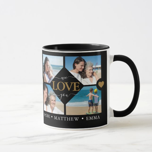 Mug Modern Best Mom Ever Photo Collage Noms noir (Droite)