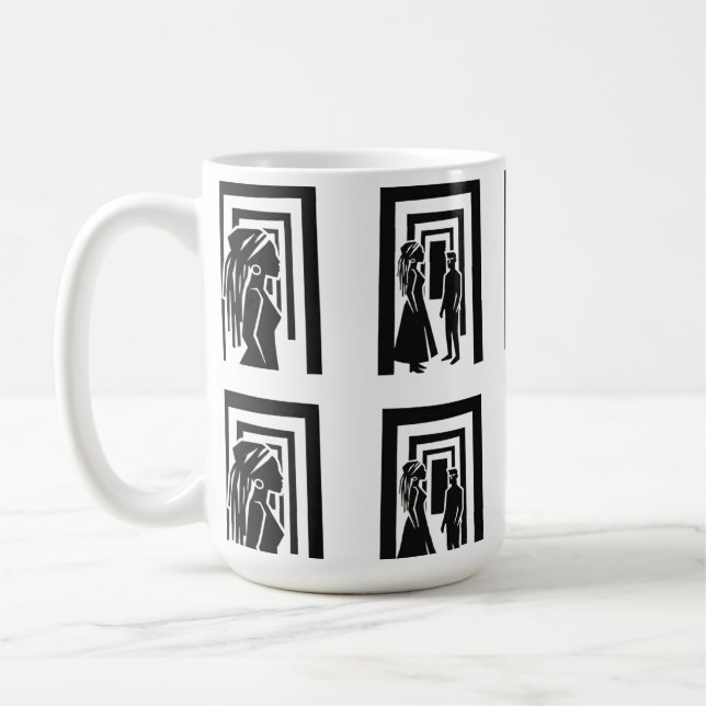 Mug Modern Black Silhouette Unity Design (Gauche)