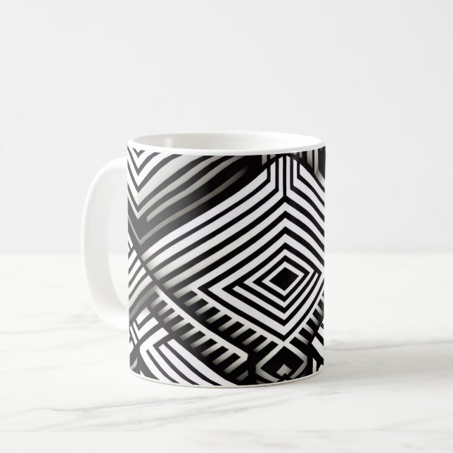 Mug Modern bold Abstract Monochrome Geometric Pattern (Devant gauche)