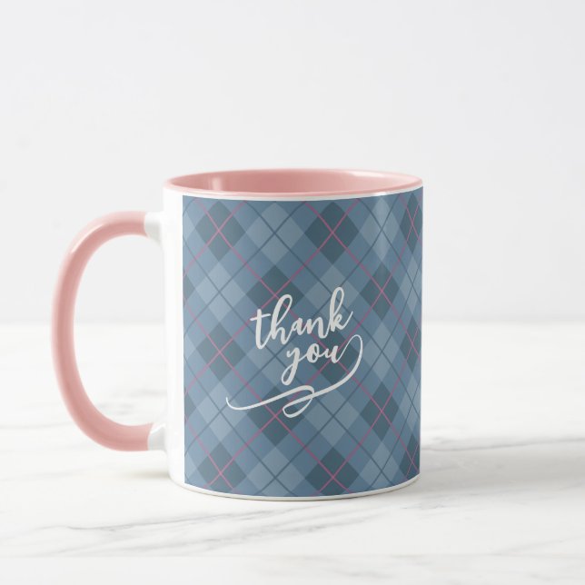 Mug Modern Checker Pattern thank you gift (Gauche)