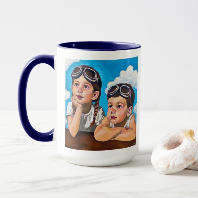 Mug Modern Cherub Painting - Rembrandt Inspired Art (Avec donut)