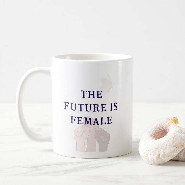 Mug Modern Chic Pink Watercolor The Future Is Female (Avec donut)