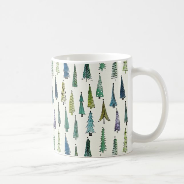 Mug Modern Christmas Trees Illustrated Pattern (Droite)