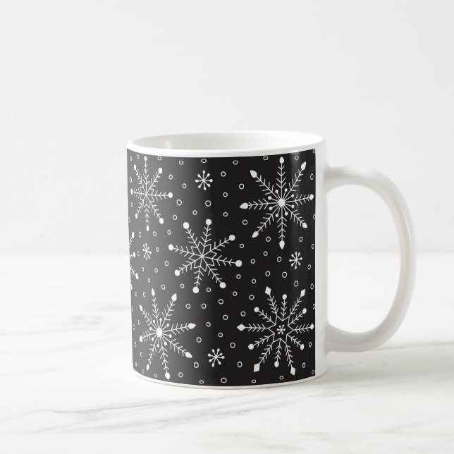 Mug Modern Christmas White Snowflake & Black night sky (Droite)
