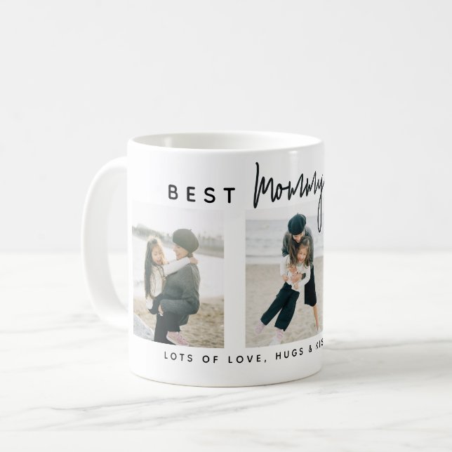 Mug Modern Custom Best Mommy Ever | 3 Photo (Devant gauche)