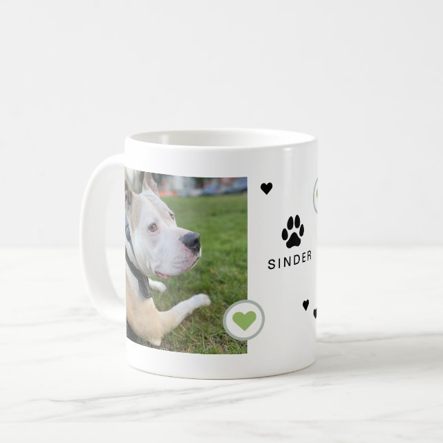 Mug Modern Dog 2 Photos coeurs Nom (Devant gauche)
