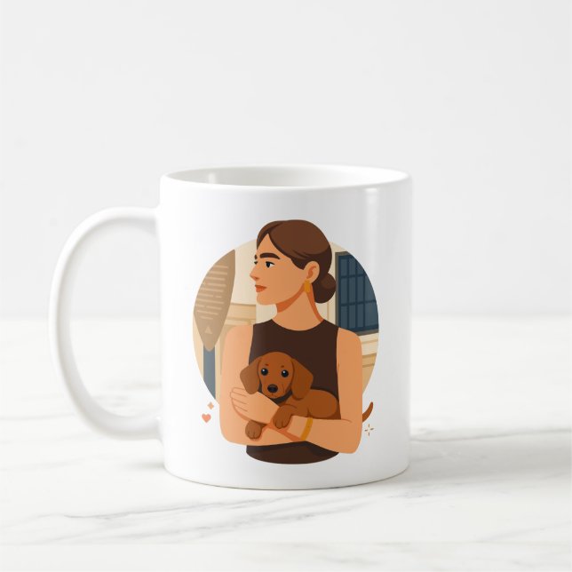 Mug Modern Dog Mom Aesthetic With Cute Puppy (Gauche)