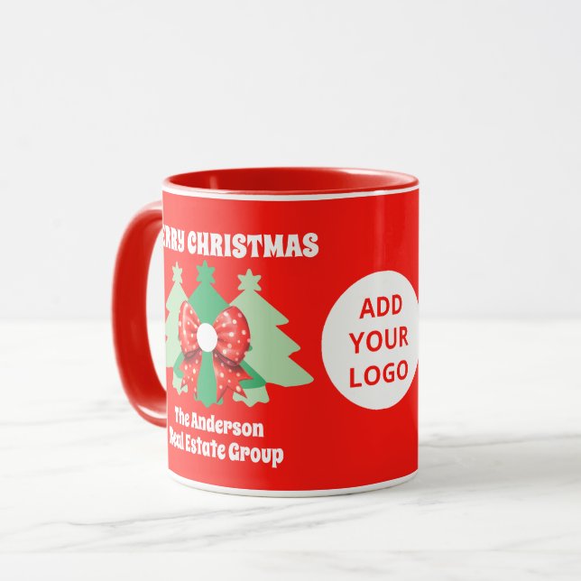 Mug Modern Editable Business Logo Christmas Holiday (Devant gauche)