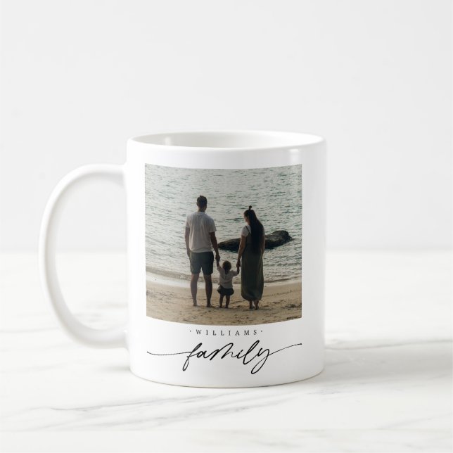 Mug Modern Elegant Family Photo Script Typography (Gauche)