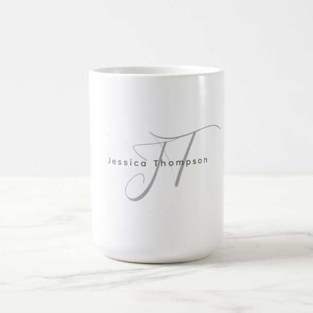 Mug Modern Elegant Plain Professional Name Monogram (Centre)