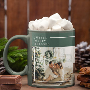 Mug Modern Family Photo   Joyful Merry Blessed   Green