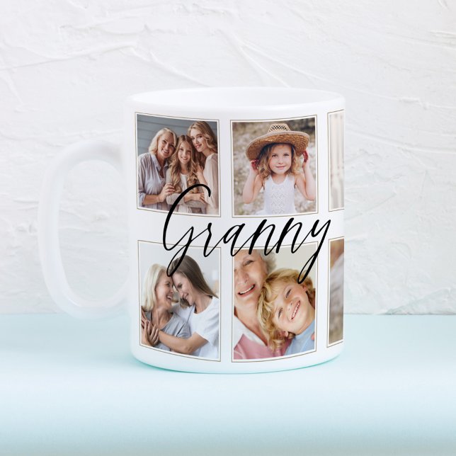 Mug Modern Granny Script | Grandchildren Photo Collage (Créateur téléchargé)