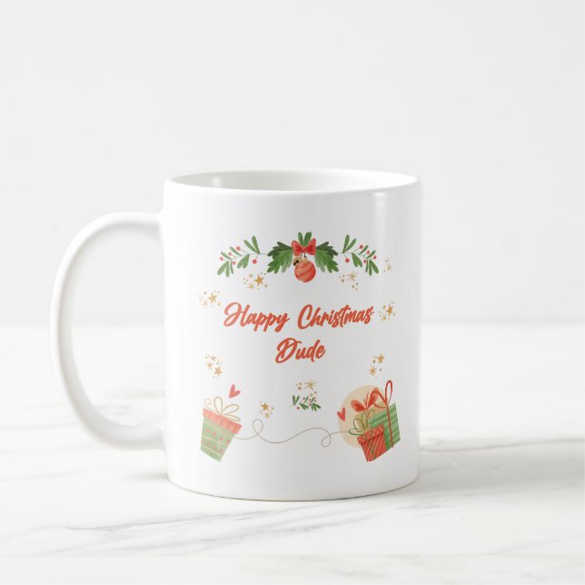 Mug Modern Happy Christmas Dude Postcard with Festive  (Gauche)