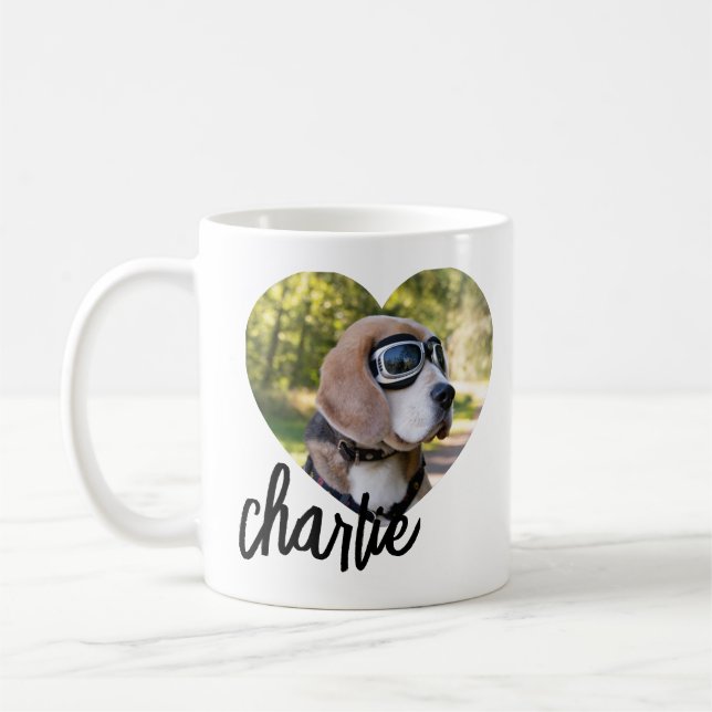 Mug Modern Heart Pet’s Photo Name (Gauche)