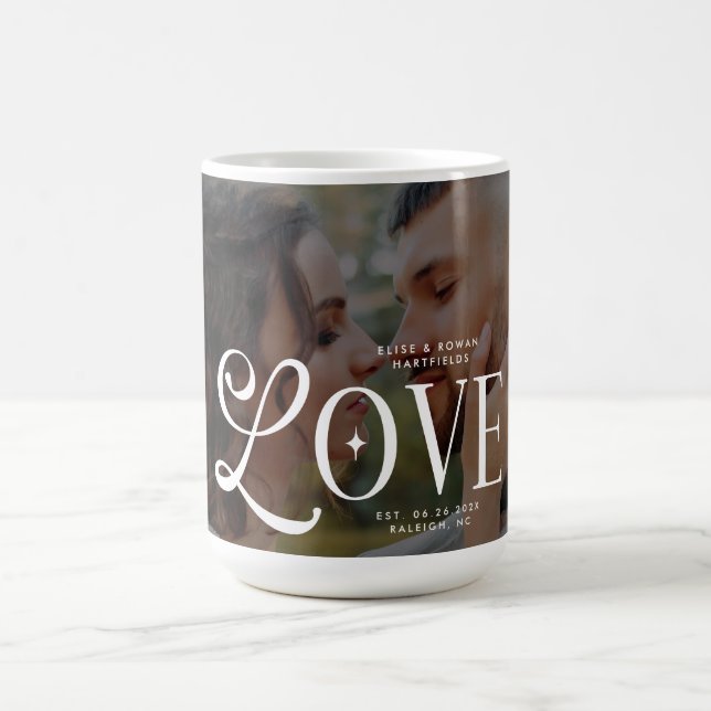 Mug Modern Love Custom Wedding Photo Couples Monogram (Centre)