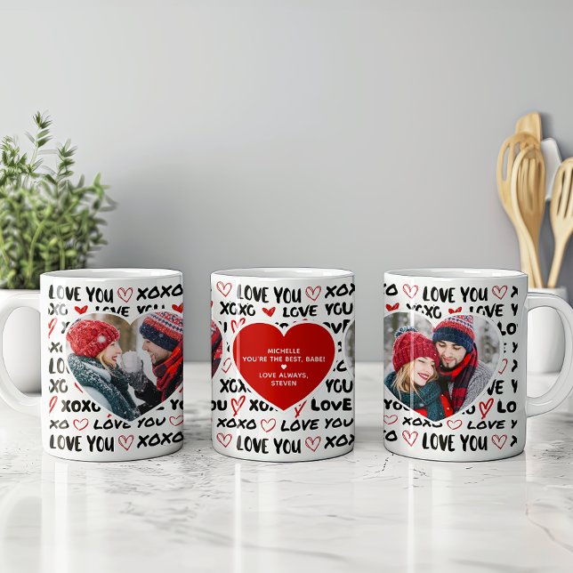 Mug Modern Love You 2 Heart Photos & Personal Message (Créateur téléchargé)