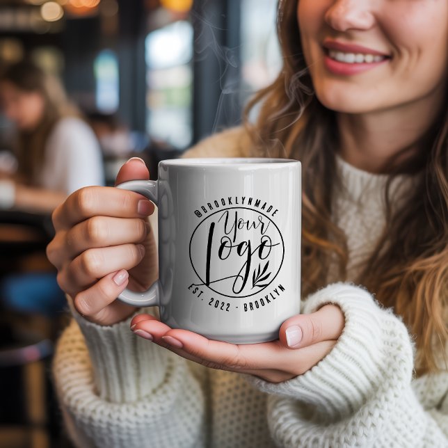 Mug Modern Minimal black Your Logo Social Business (Modern Minimal black Your Logo Social Business Coffee Mug)