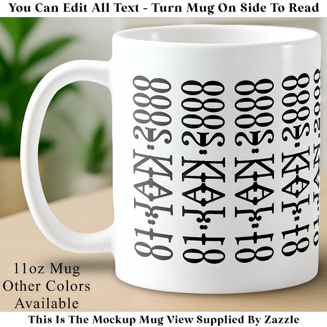 Mug Modern Minimalist Date Hidden Message Custom Black (Créateur téléchargé)