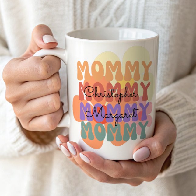 Mug Modern Mommy Kids nomme le cadeau de la fête des m (Créateur téléchargé)