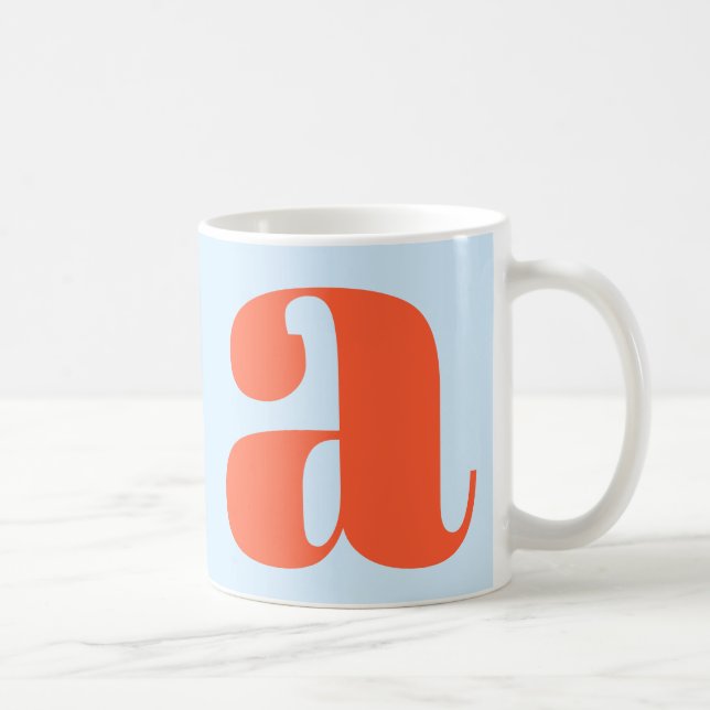 Mug Modern Monogram Initial Letter Soft Blue Orange (Droite)