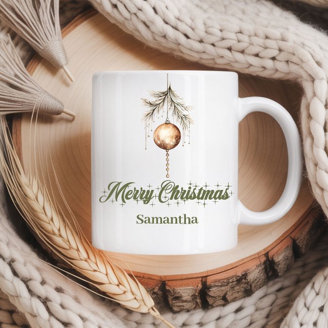 Mug Modern neutral script Nordic look custom name Xmas (Modern neutral script Nordic look custom name Christmas mug

)