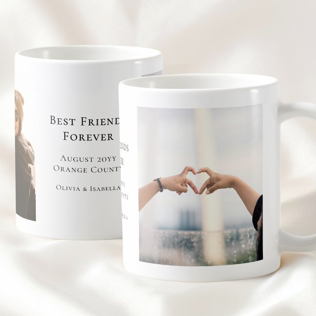 Mug Modern Personalized Best Friends Forever 2 Photo (Modern Personalized Best Friends Forever 2 Photo Coffee Mug)