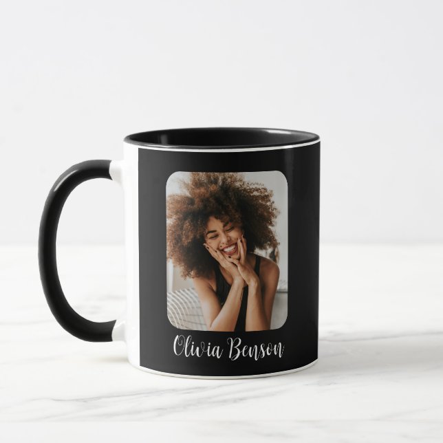 Mug Modern Personalized Photo and Name Create your own (Gauche)
