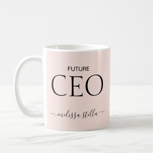 Mug Modern Pink Future CEO Name | Girly Gift (Gauche)