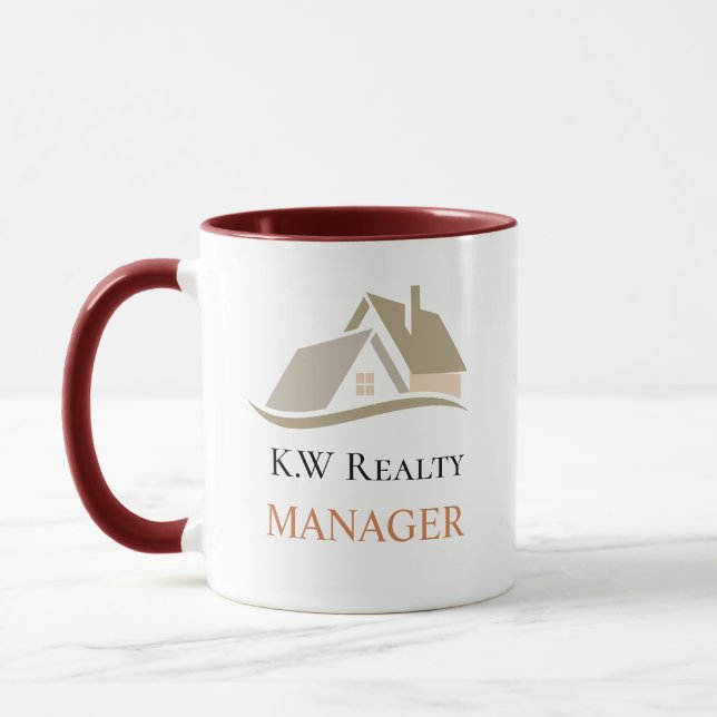 Mug Modern Real Estate white and gold custom logo  (Gauche)