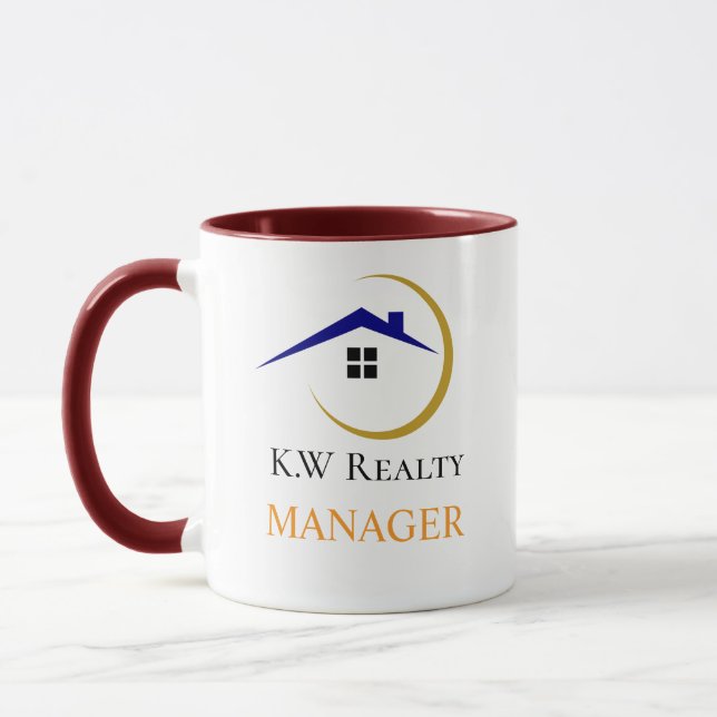 Mug Modern Real Estate white and gold custom logo  (Gauche)