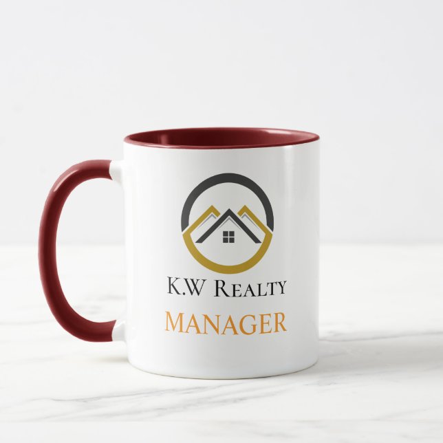 Mug Modern Real Estate white and gold custom logo  (Gauche)