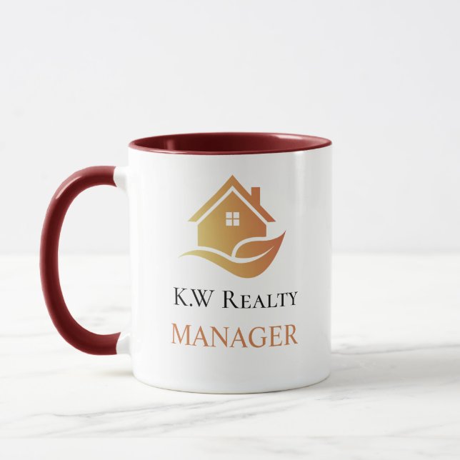 Mug Modern Real Estate white and gold custom logo  (Gauche)