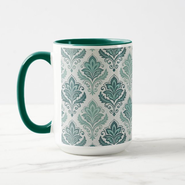 Mug Modern Teal Nordic Damask (Gauche)