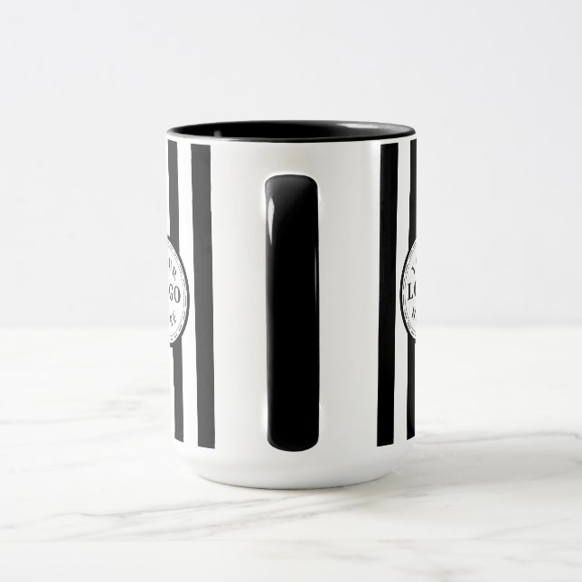 Mug Modern White Black Stripe Custom Image (Poignée)