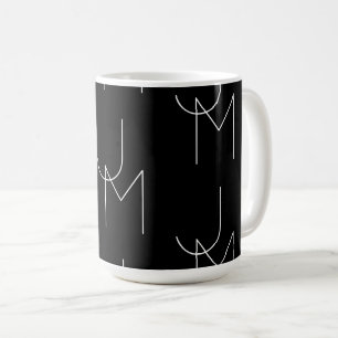 Mug Moderne 2 Initiales Motif   Noir & Blanc