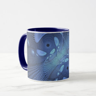 Mug Moderne Abstrait tendance Dusk Blue Fractal Art